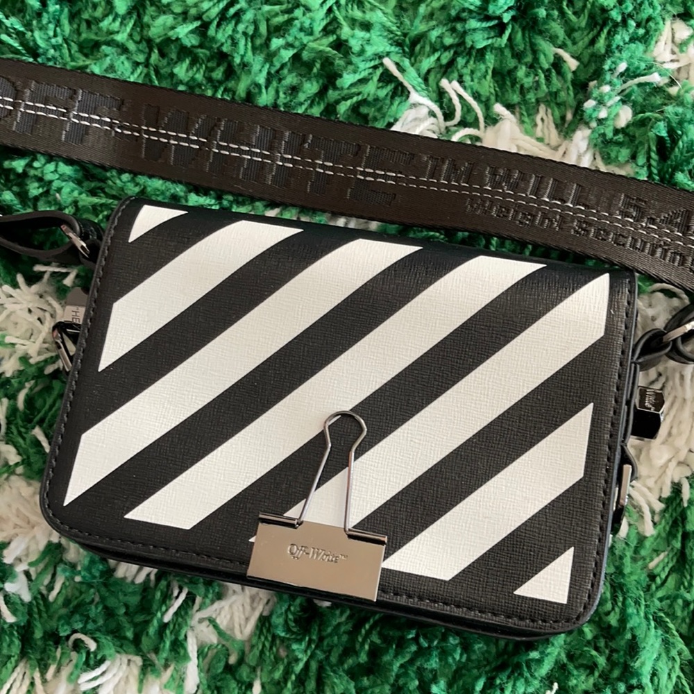 OFF-WHITE Black binder Mini flap bag